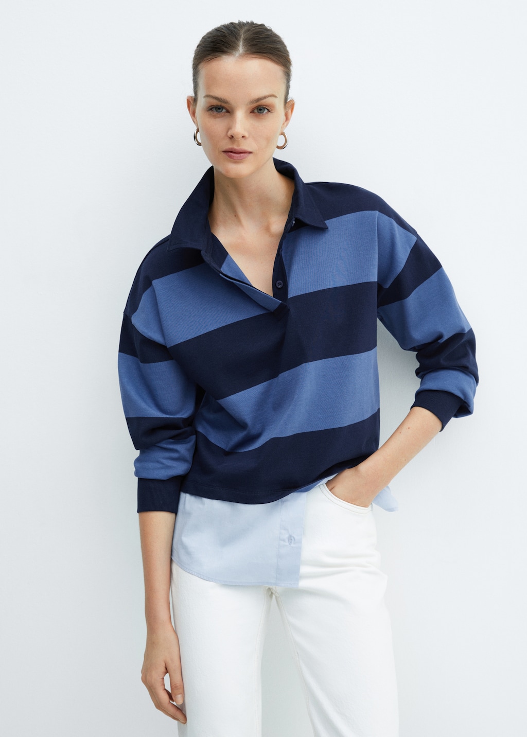 Striped polo shirt combined Women MANGO OUTLET USA