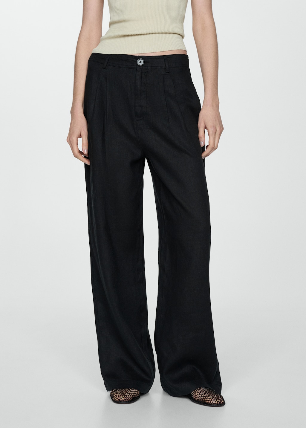 100% linen wideleg trousers - Medium plane