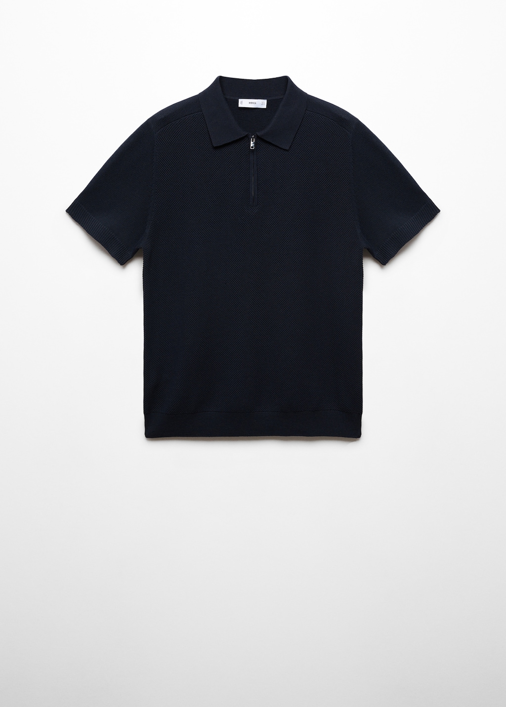 Cotton-knit polo shirt with zip - Article without model