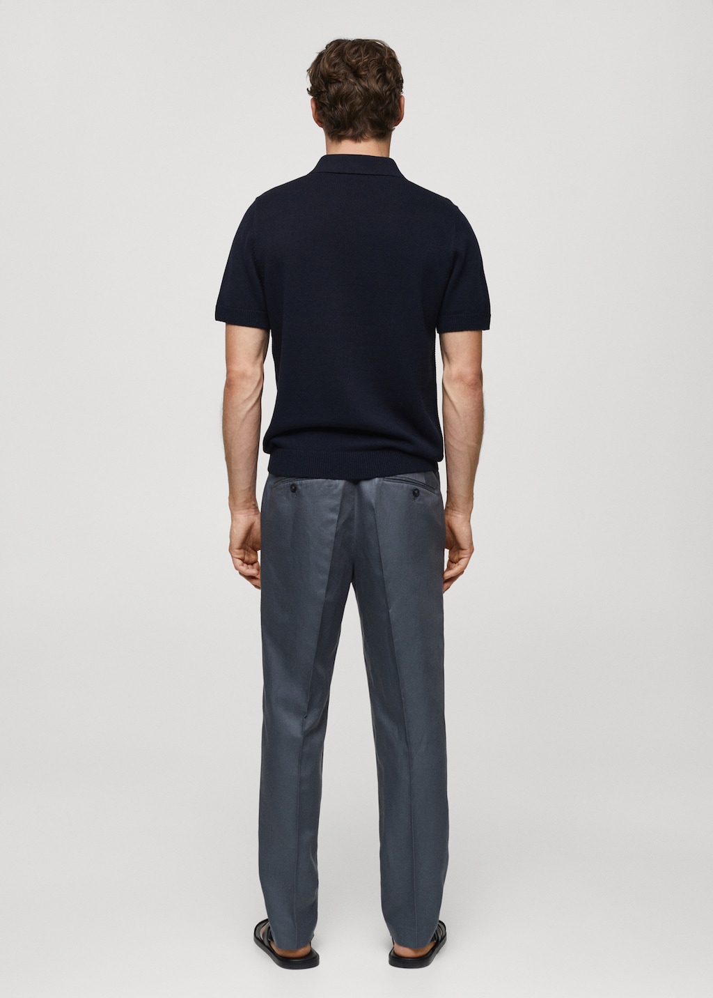 Cotton-knit polo shirt with zip - Reverse of the article