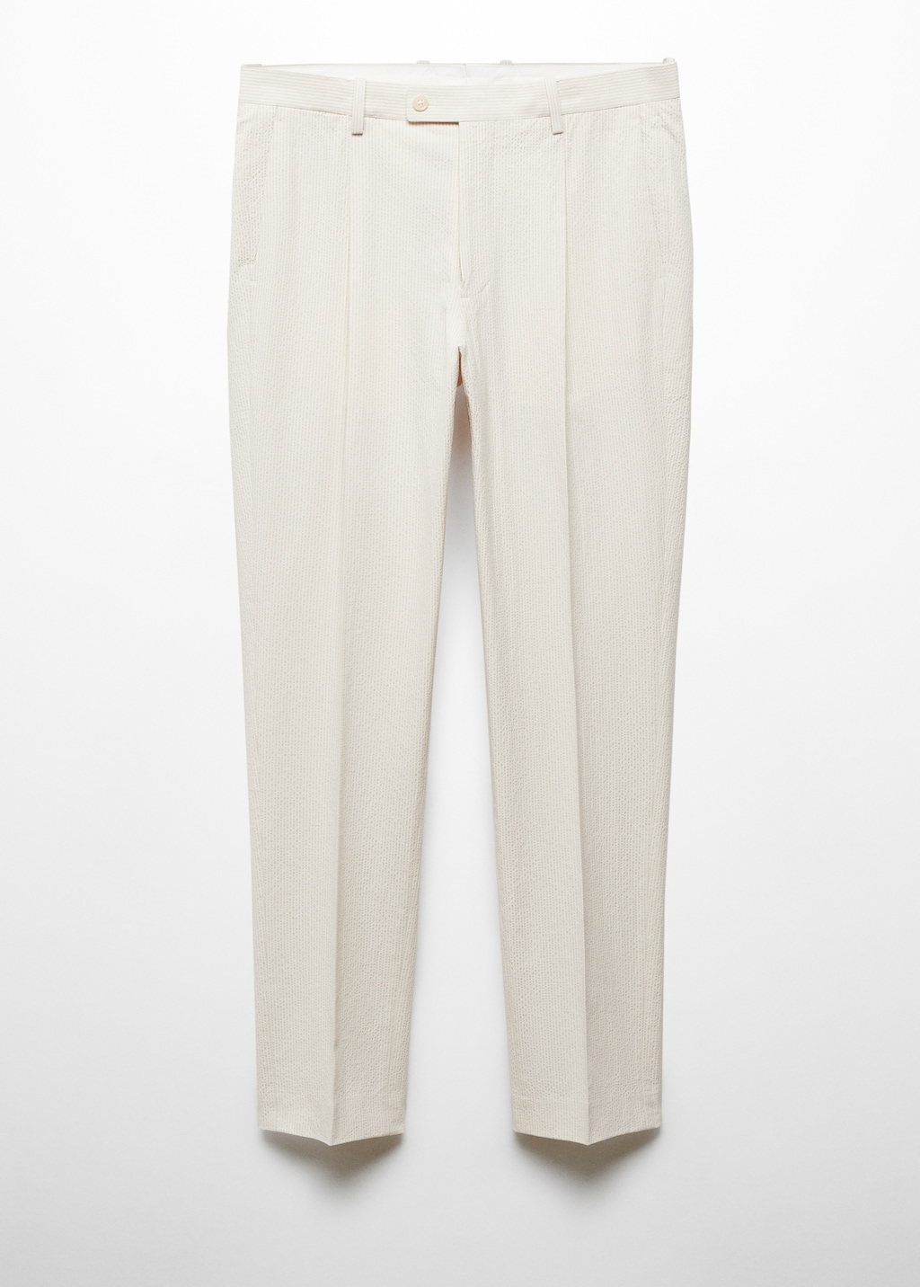 Striped seersucker cotton slim-fit suit trousers - Article without model