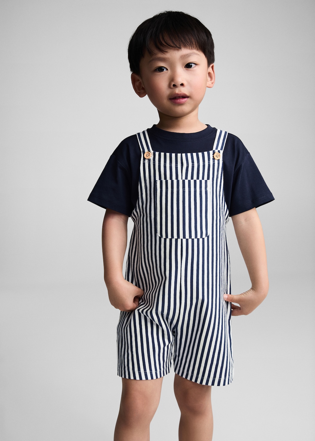 Striped cotton dungarees - Medium plane