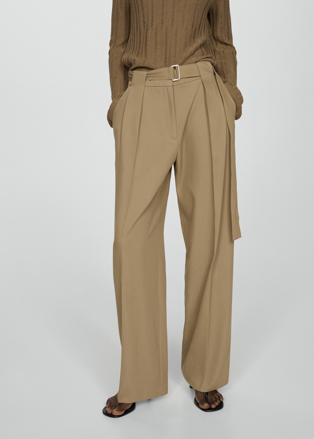 Belt straight-fit trousers - Medium plane