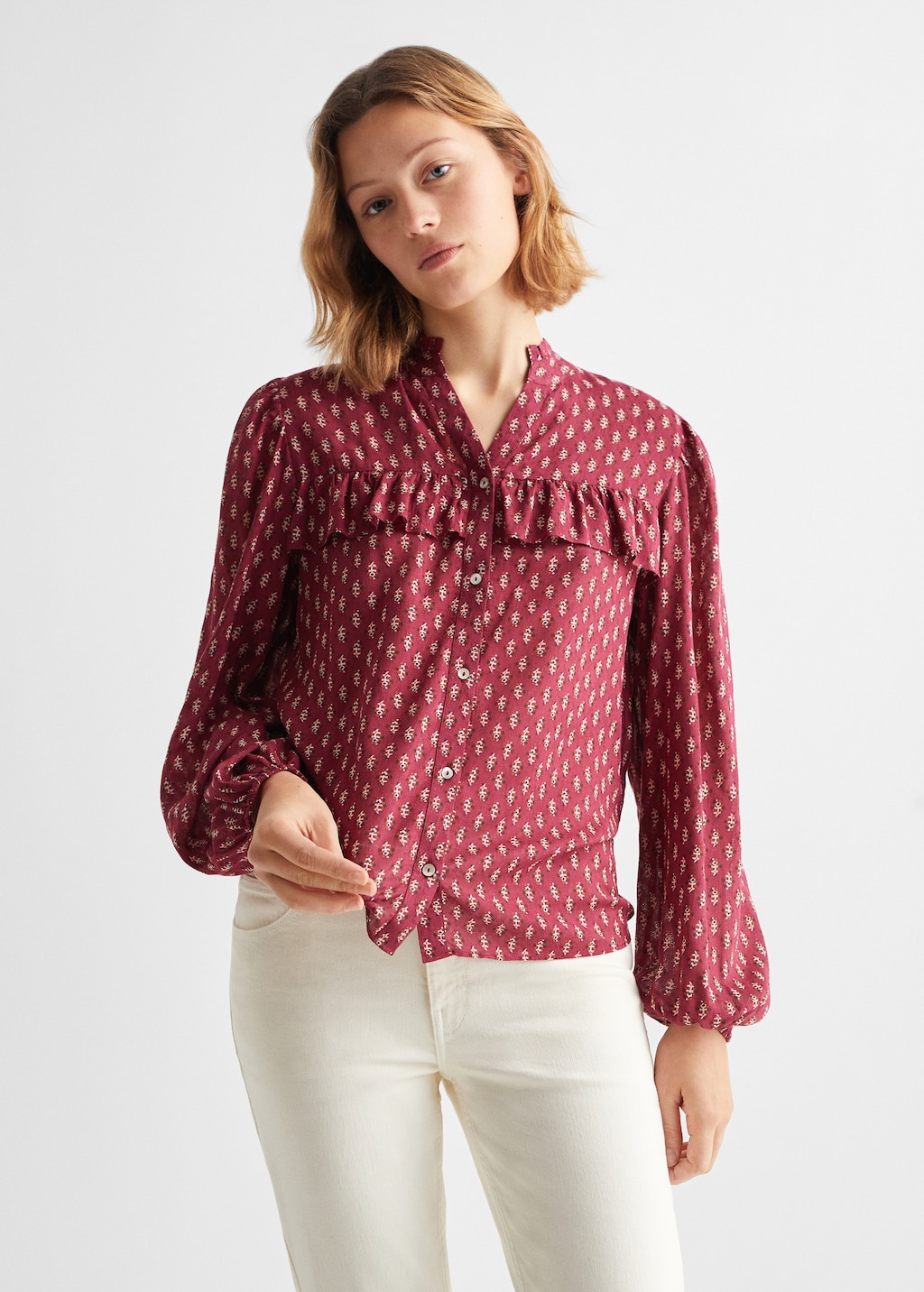 Ruffles printed blouse - Medium plane