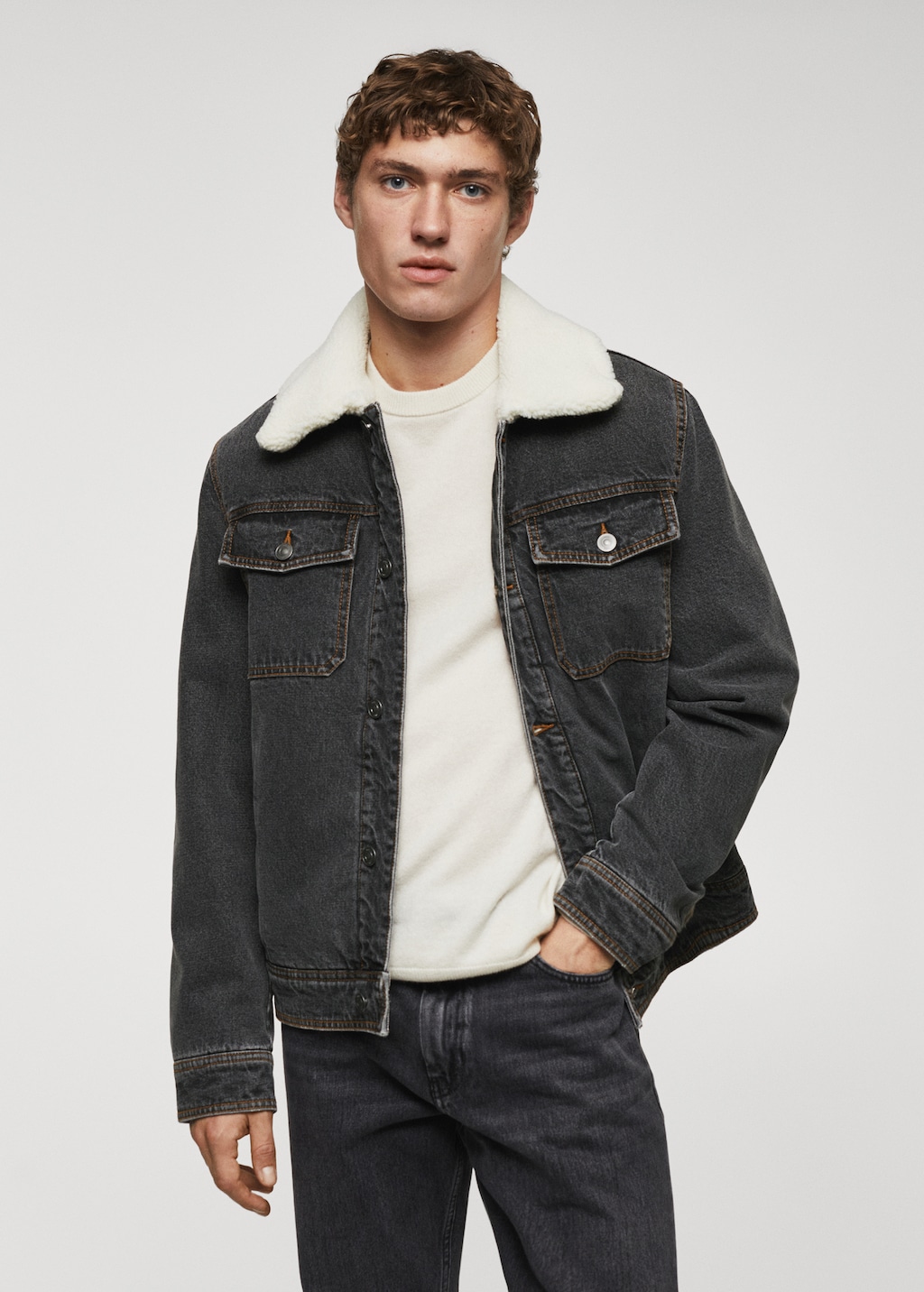 Shearling denim jacket - Medium plane