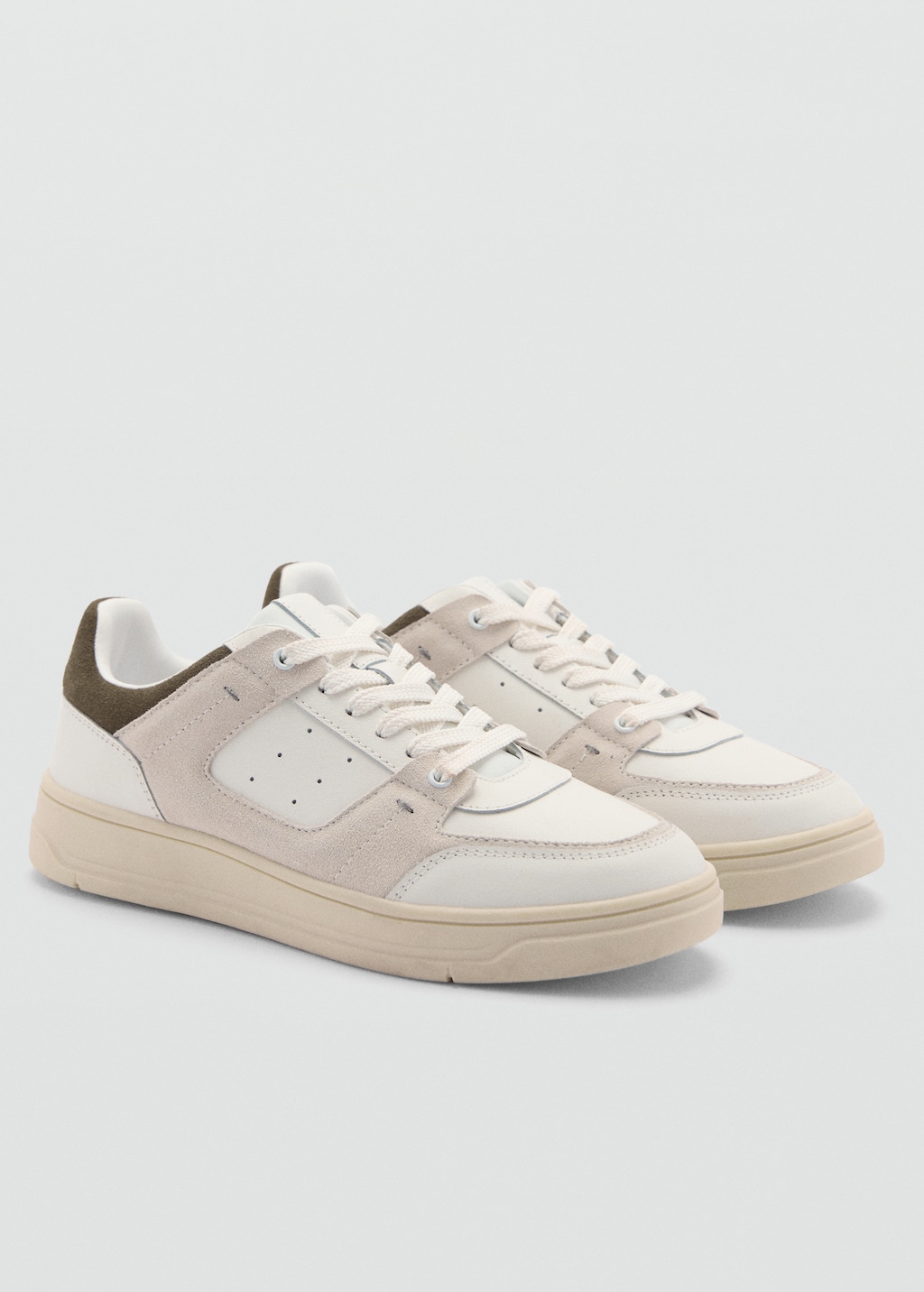 Leather mixed sneakers - Medium plane