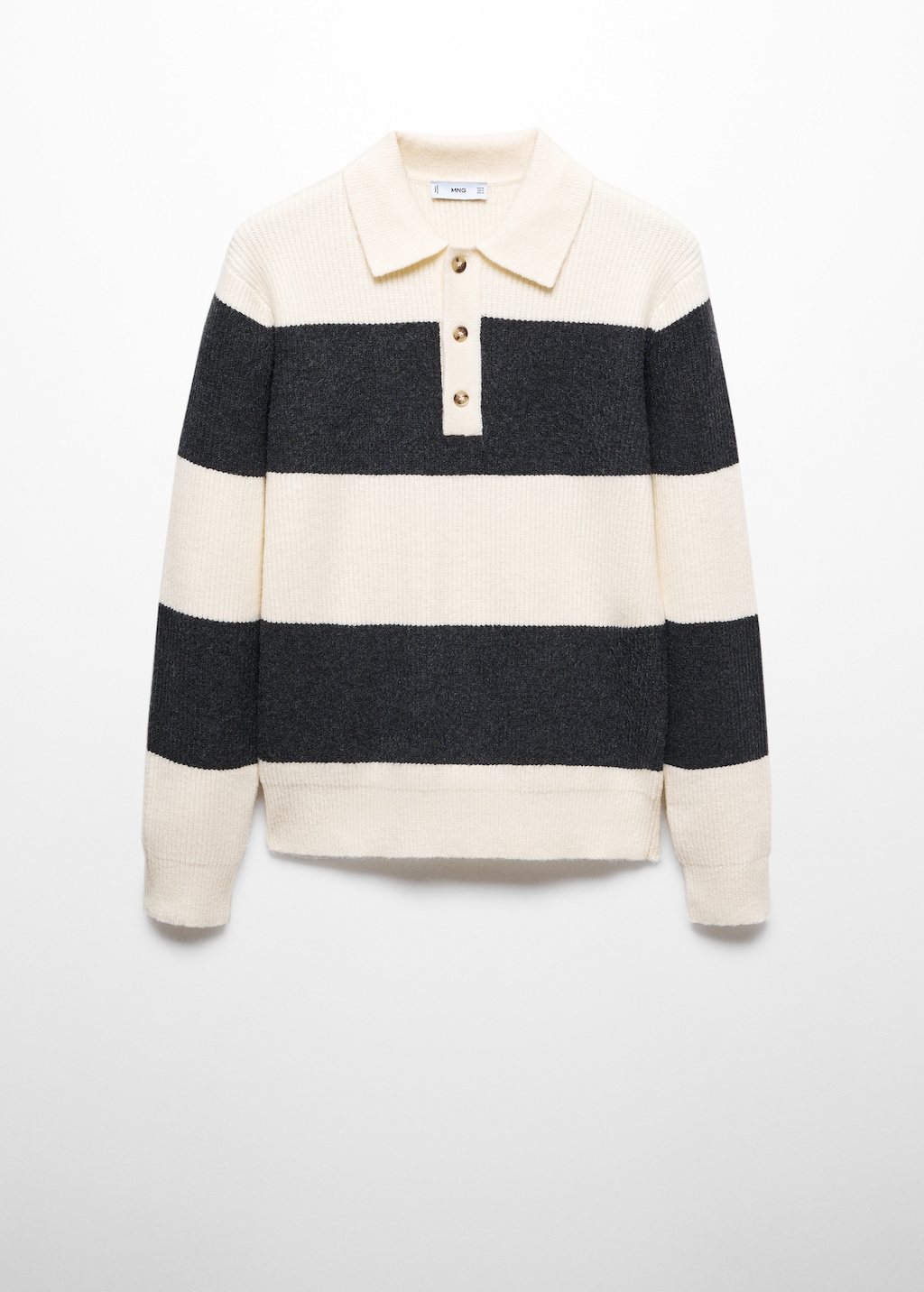 Ribbed striped knitted polo shirt - Article without model