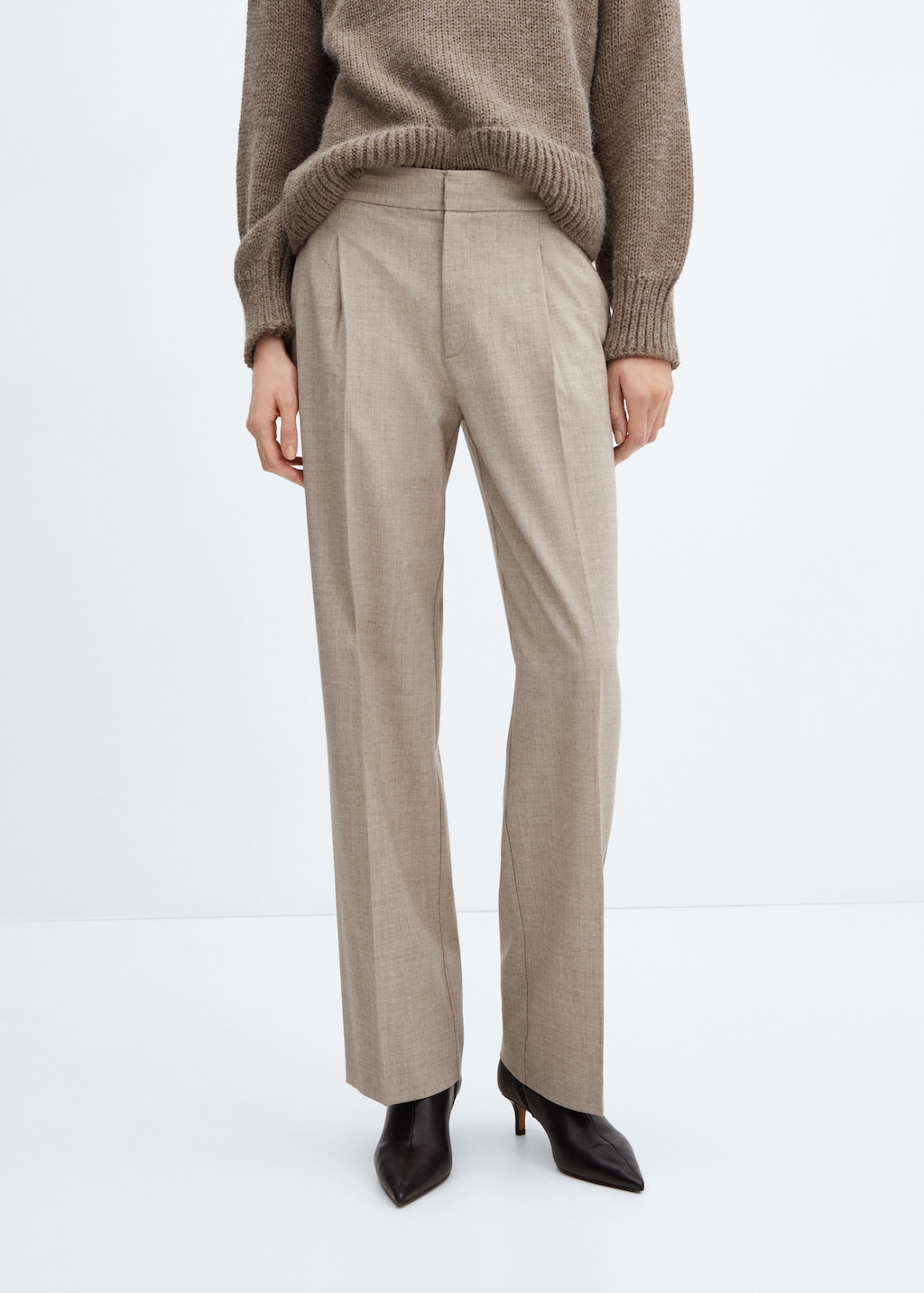 Straight-fit flecked trousers - Medium plane