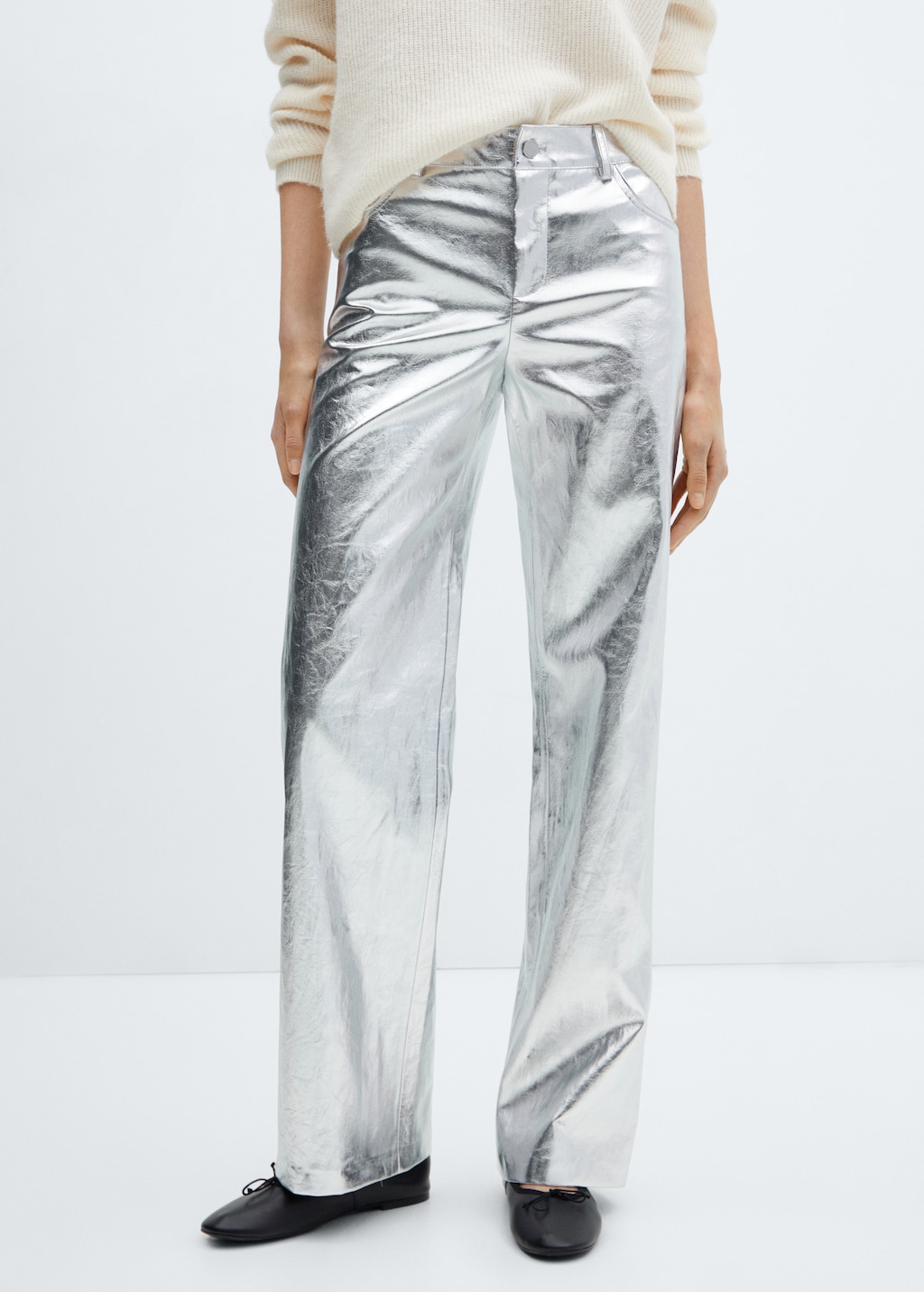 Metalised wideleg trousers - Medium plane