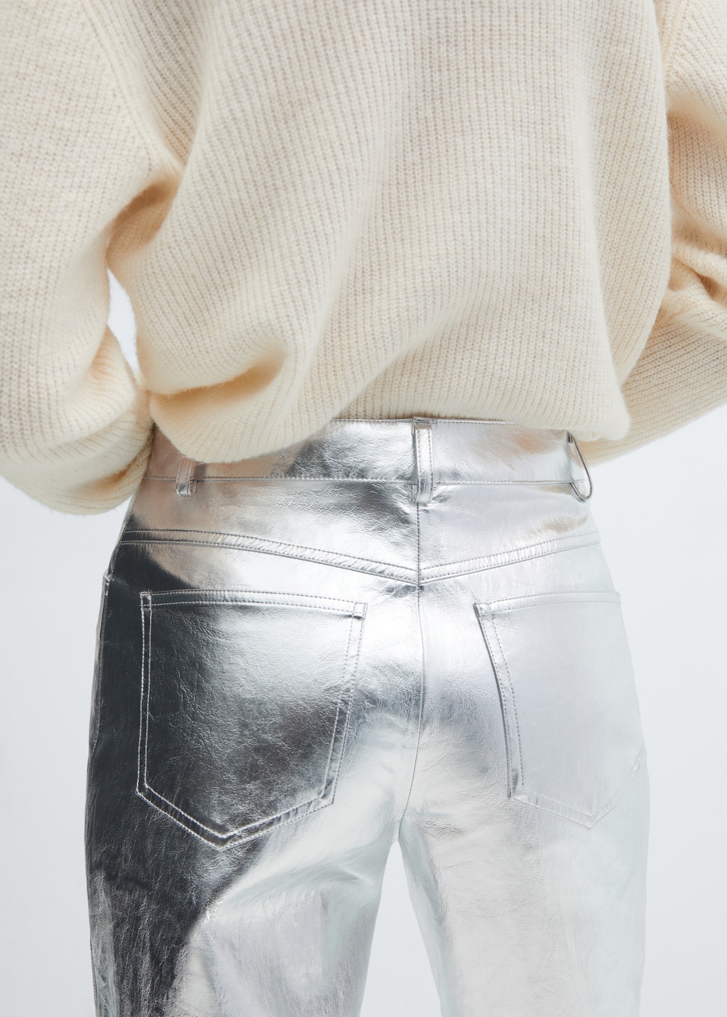 Metalised wideleg trousers - Details of the article 4