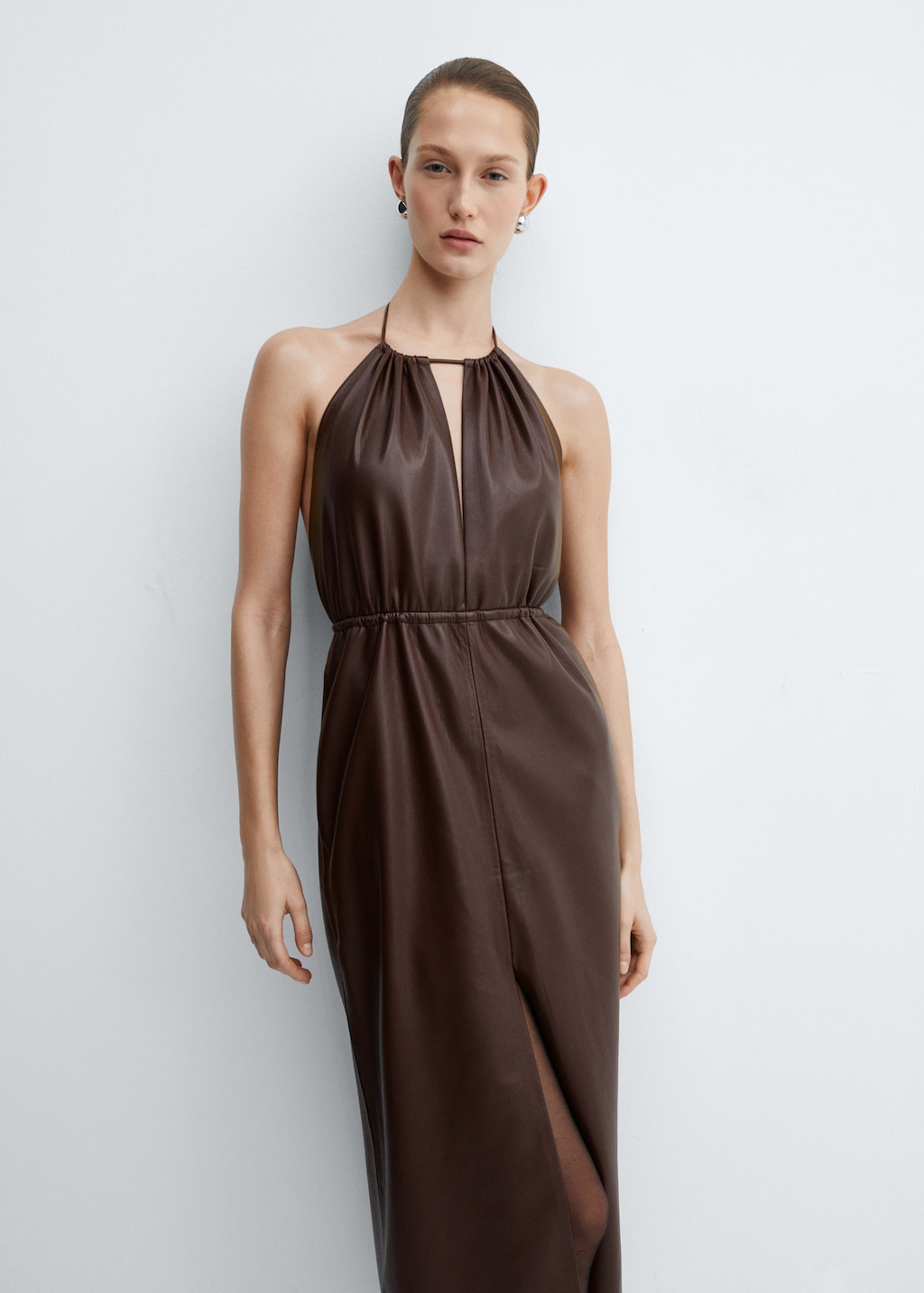 Leather-effect halter dress - Medium plane