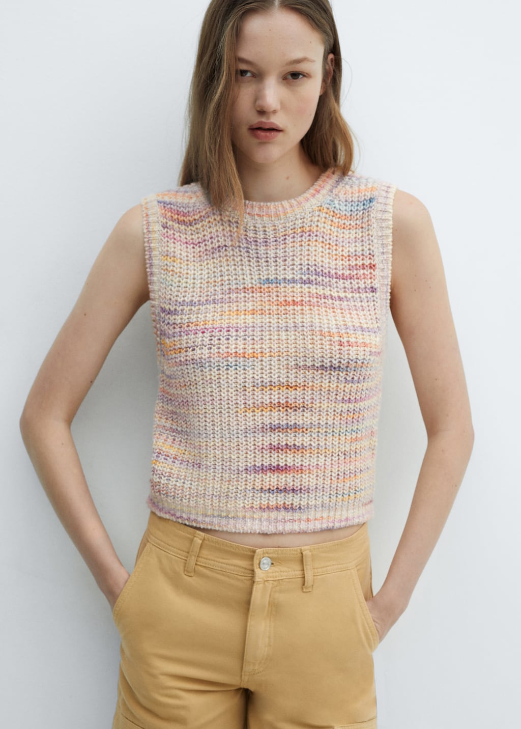 Multi-coloured knitted gilet - Medium plane