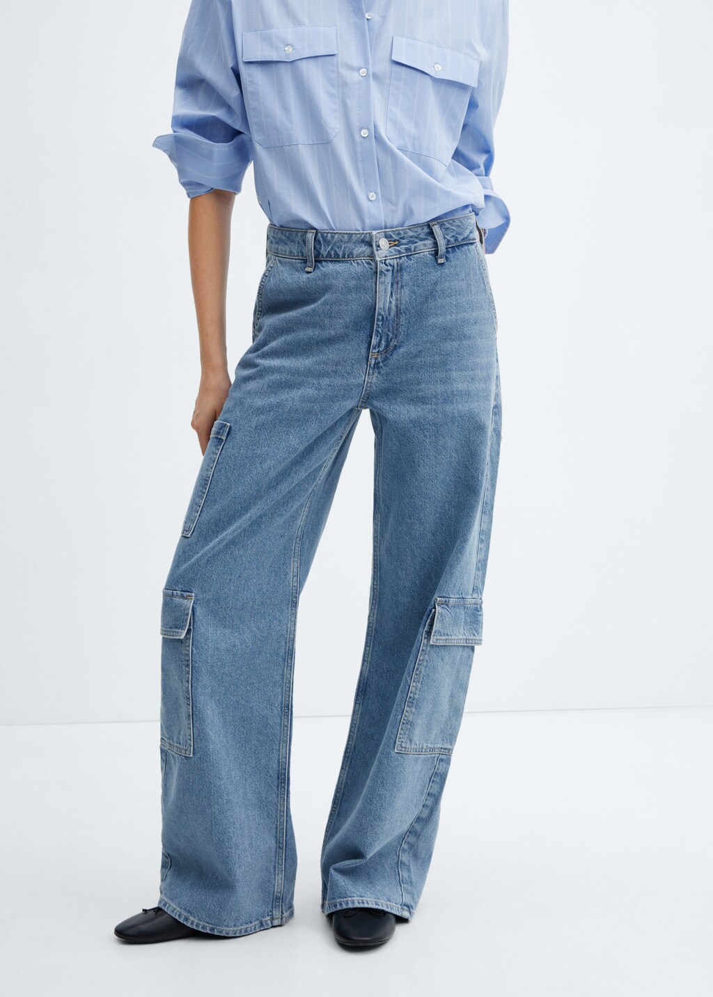 Loose cargo jeans with pockets - Medium plane