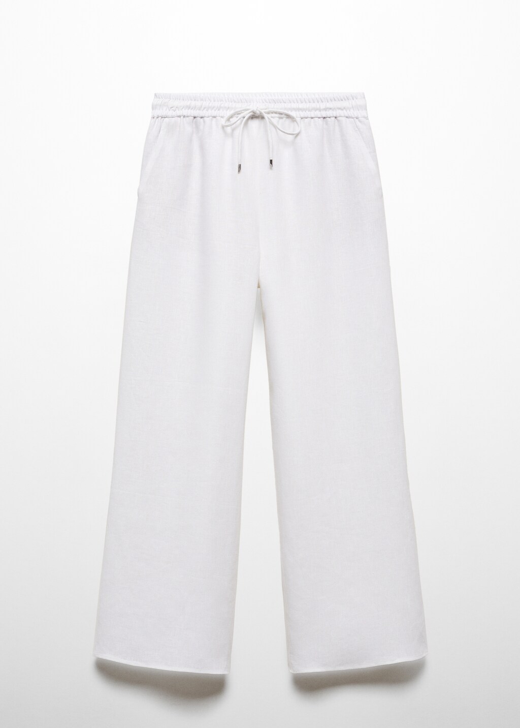 Linen-blend elastic waist trousers - Article without model