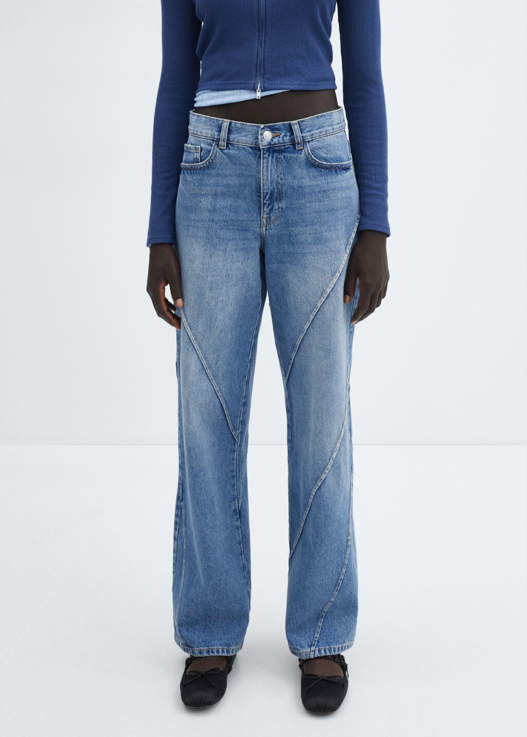 Wideleg jeans with decorative seams - Medium plane