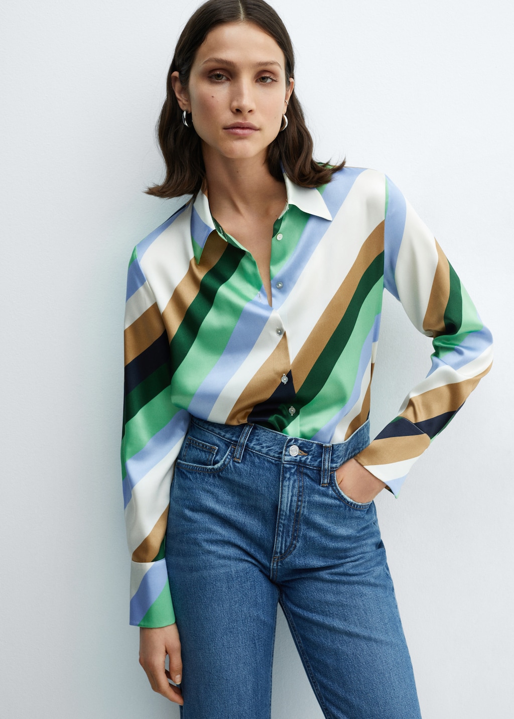 Satin striped shirt - Medium plane