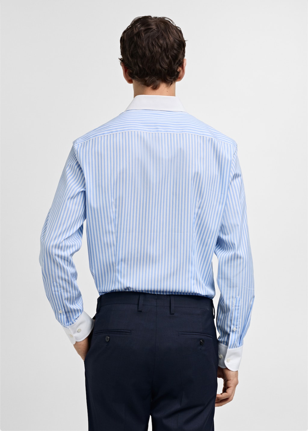 Striped-print slim-fit suit shirt - Reverse of the article