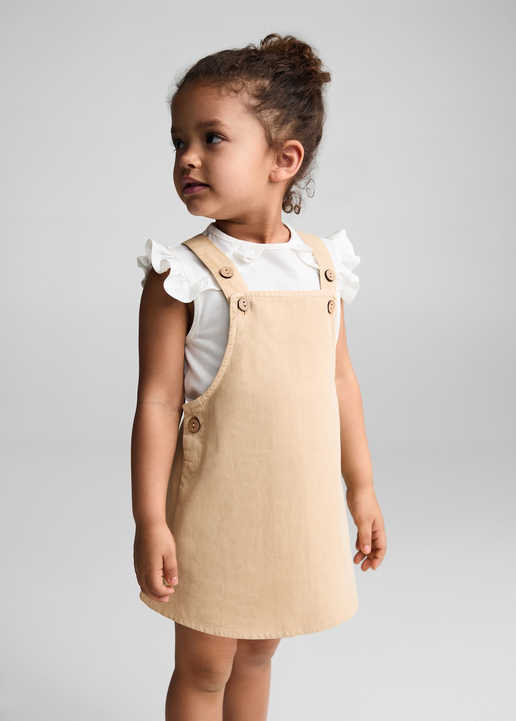 Natural-dye pinafore with buttons - Medium plane