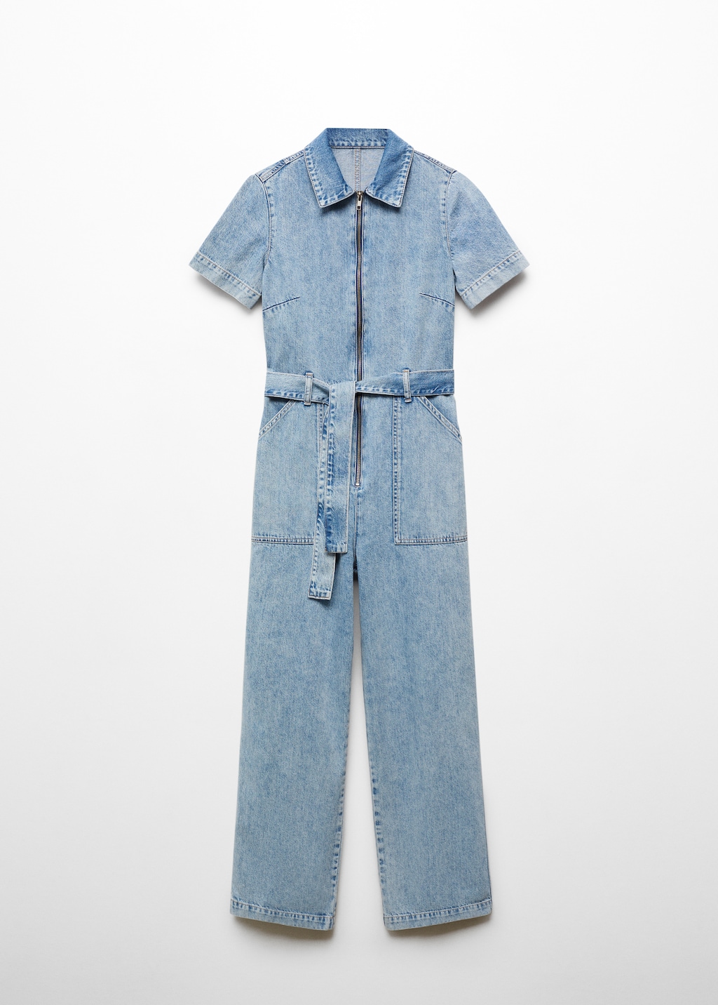 Short-sleeved denim jumpsuit - Article without model