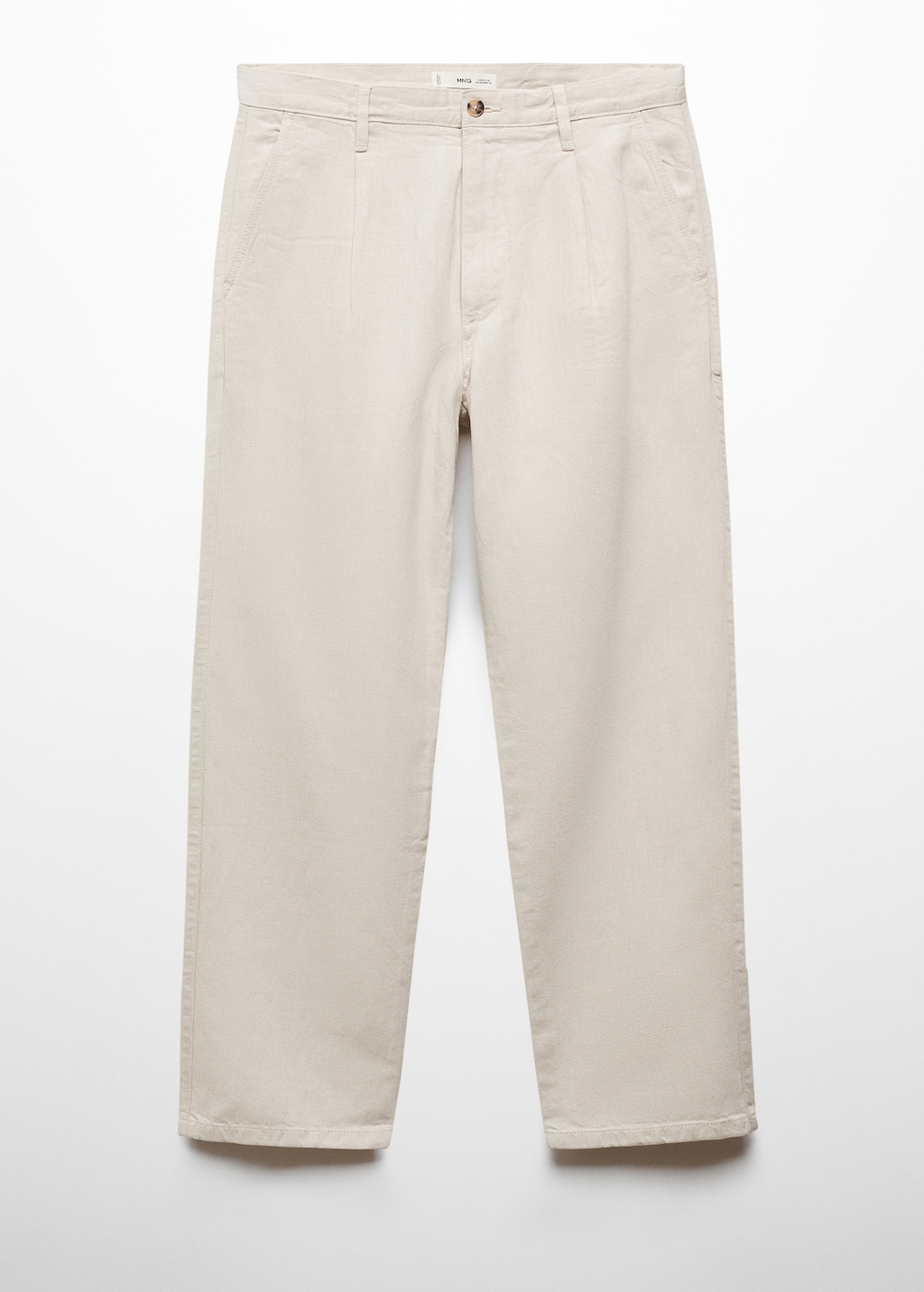 Relaxed-fit linen blend pleated jeans - Article without model