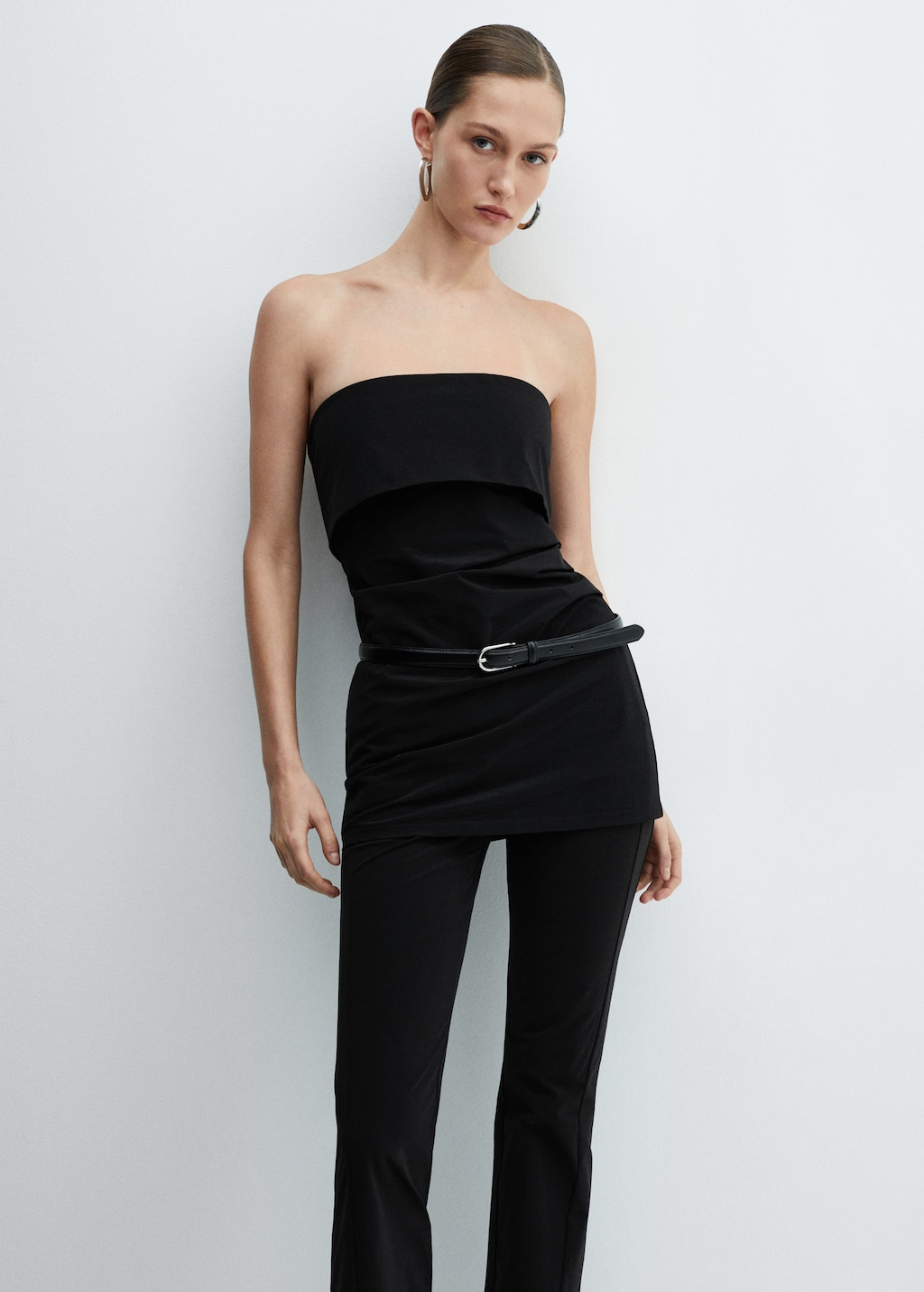 High-waist straight trousers - Medium plane