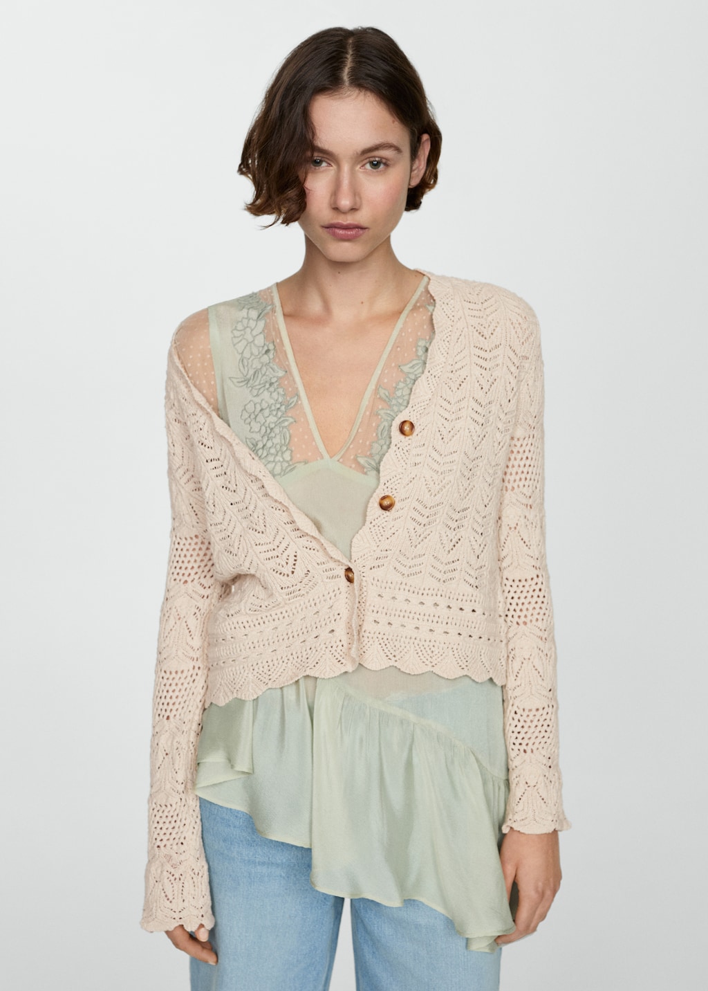 Openwork details cardigan - Medium plane