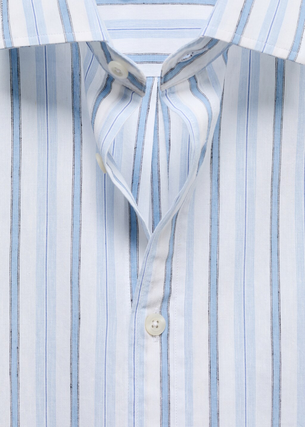 Classic-fit cotton linen rustic striped shirt - Details of the article 8