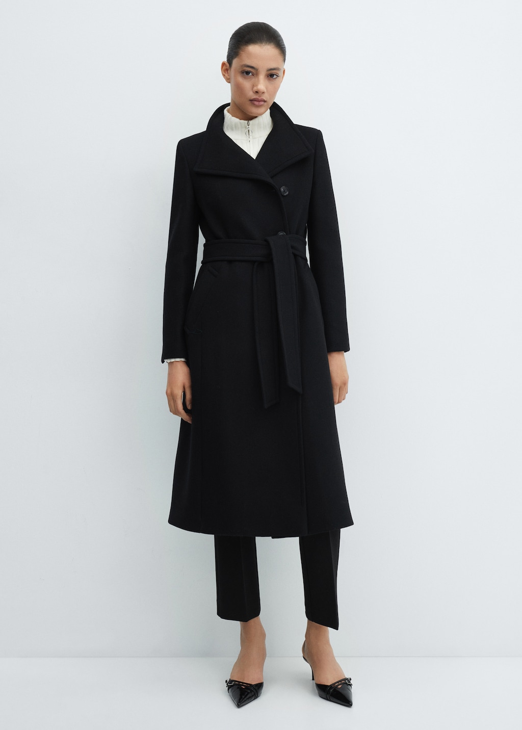 Belted Manteco wool coat - General plane