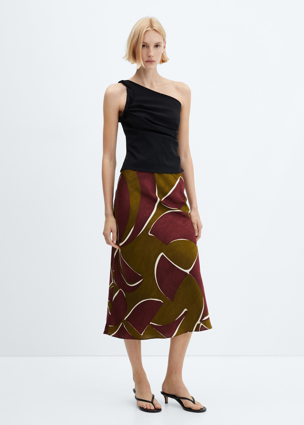 Midi satin skirt - General plane