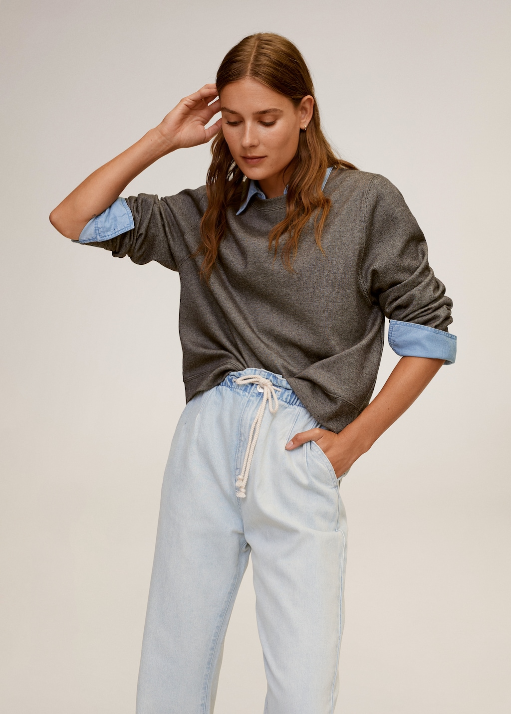 Baggy straight jeans with drawstring waist - Details of the article 2