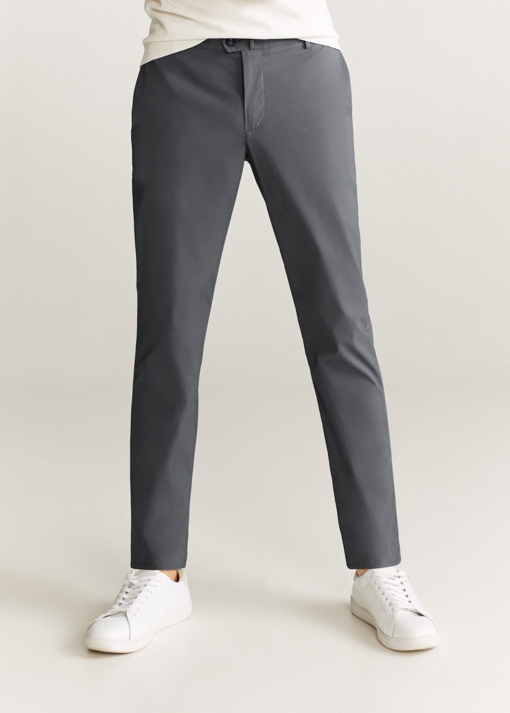 Slim fit cropped elastic waist trousers - Medium plane