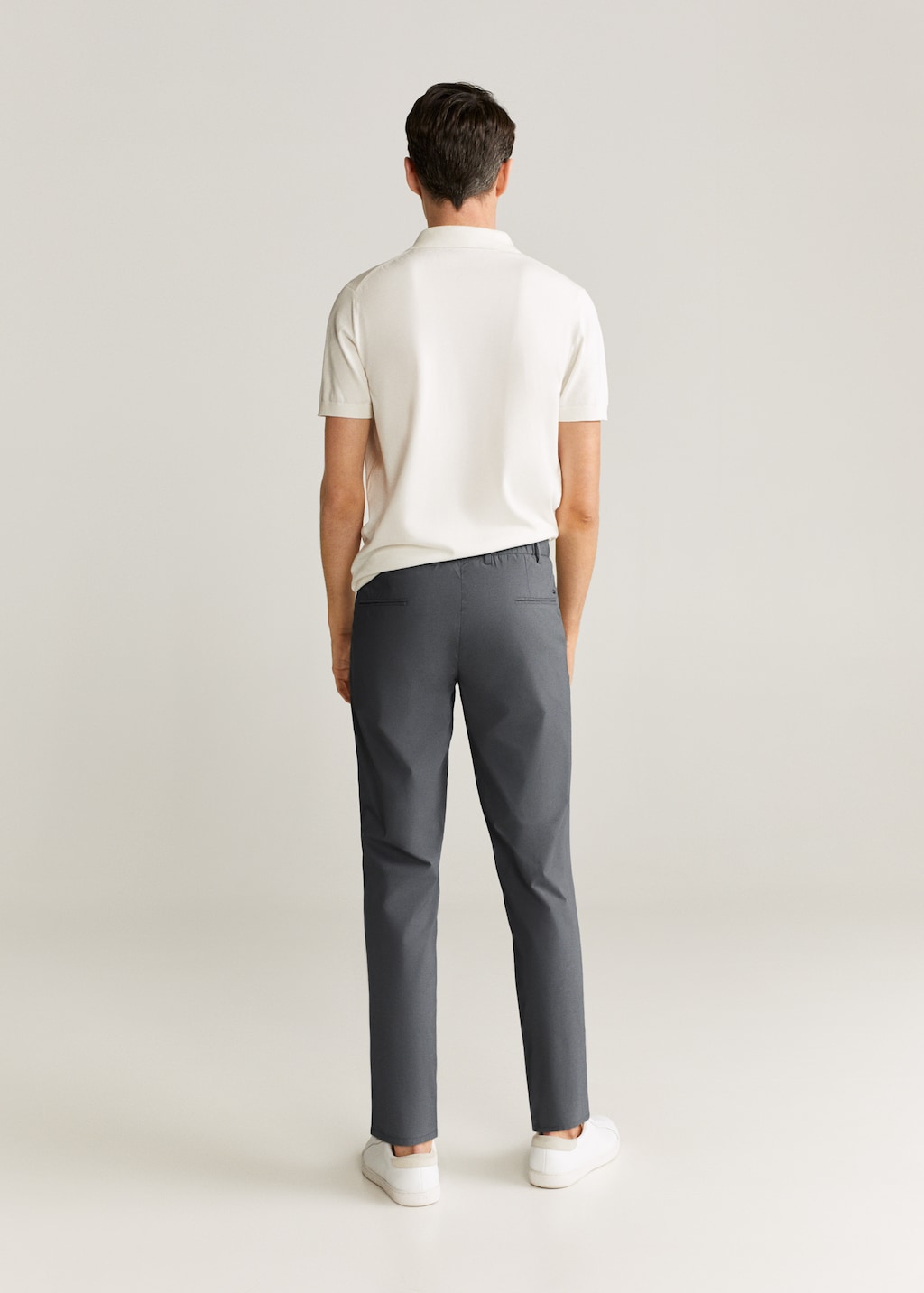 Slim fit cropped elastic waist trousers - Reverse of the article