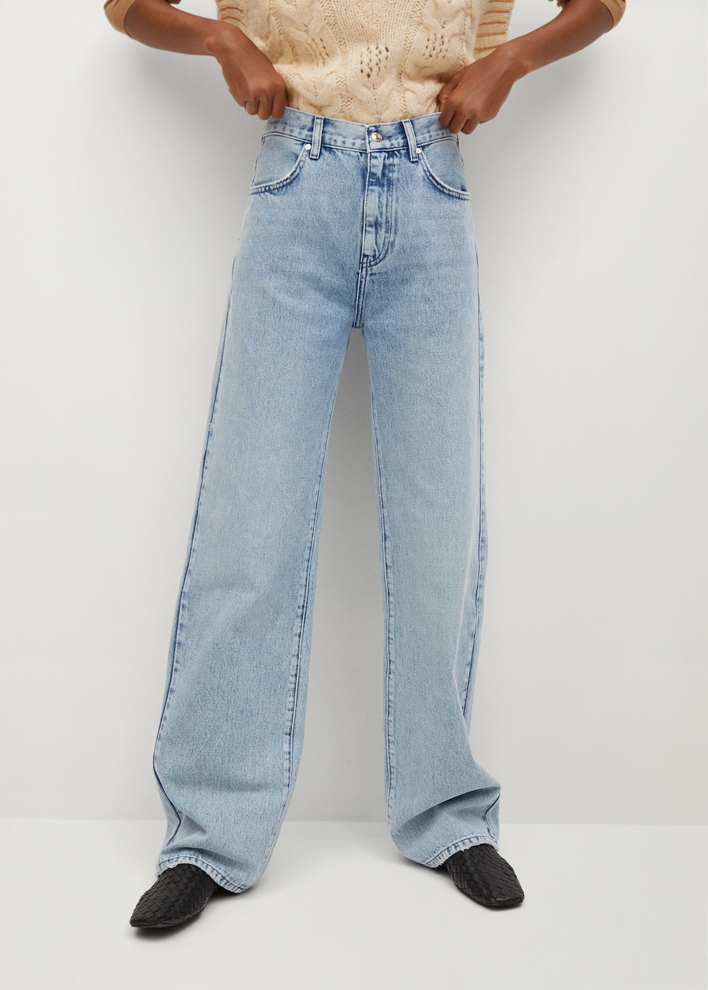 High waist straight jeans - Medium plane