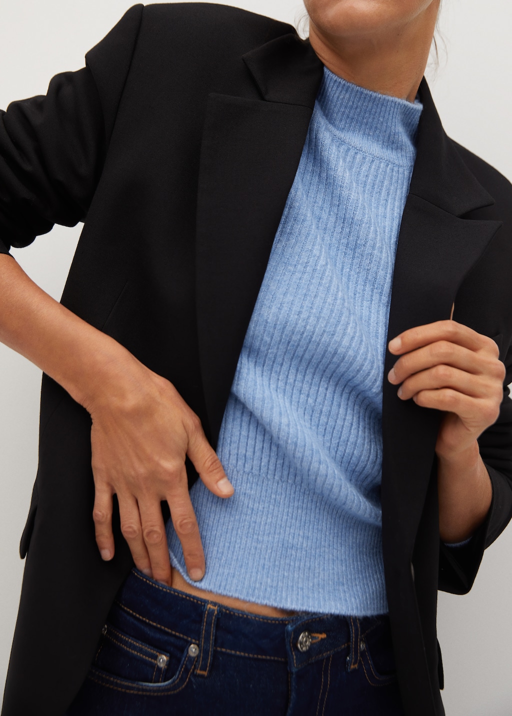 Puffed sleeves ribbed sweater - Details of the article 1