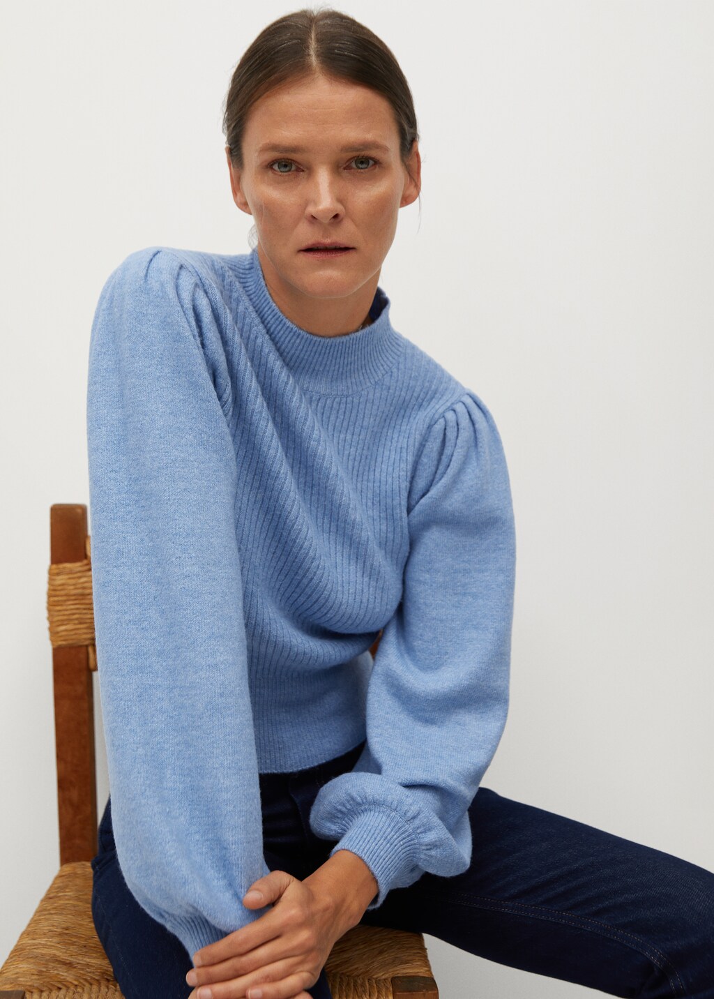 Puffed sleeves ribbed sweater - Details of the article 3