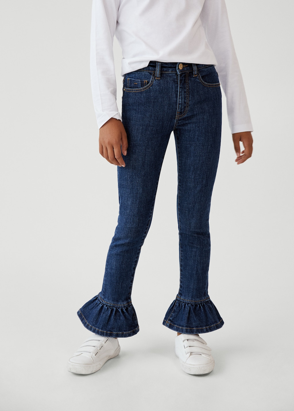 Frilled cotton jeans - Details of the article 1