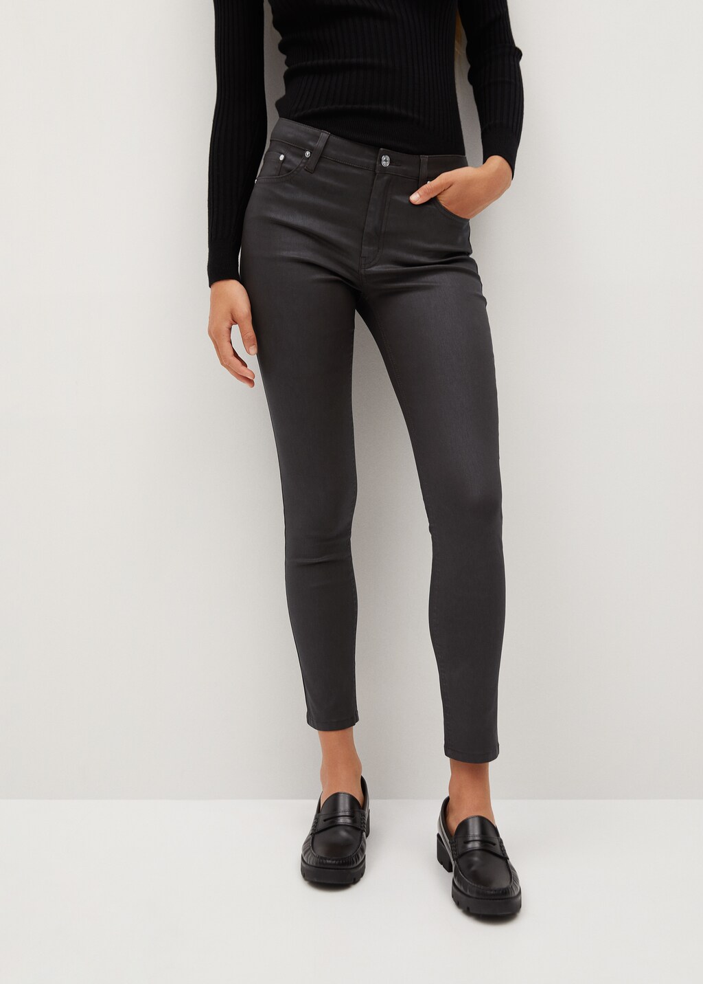 Coated Isa crop skinny jeans - Medium plane