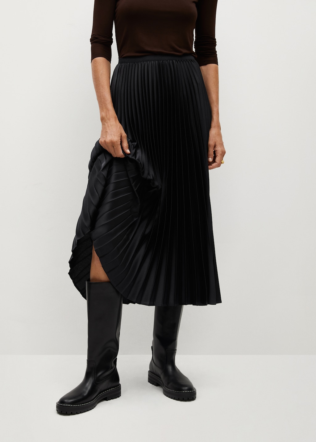 Satin pleated skirt - Medium plane