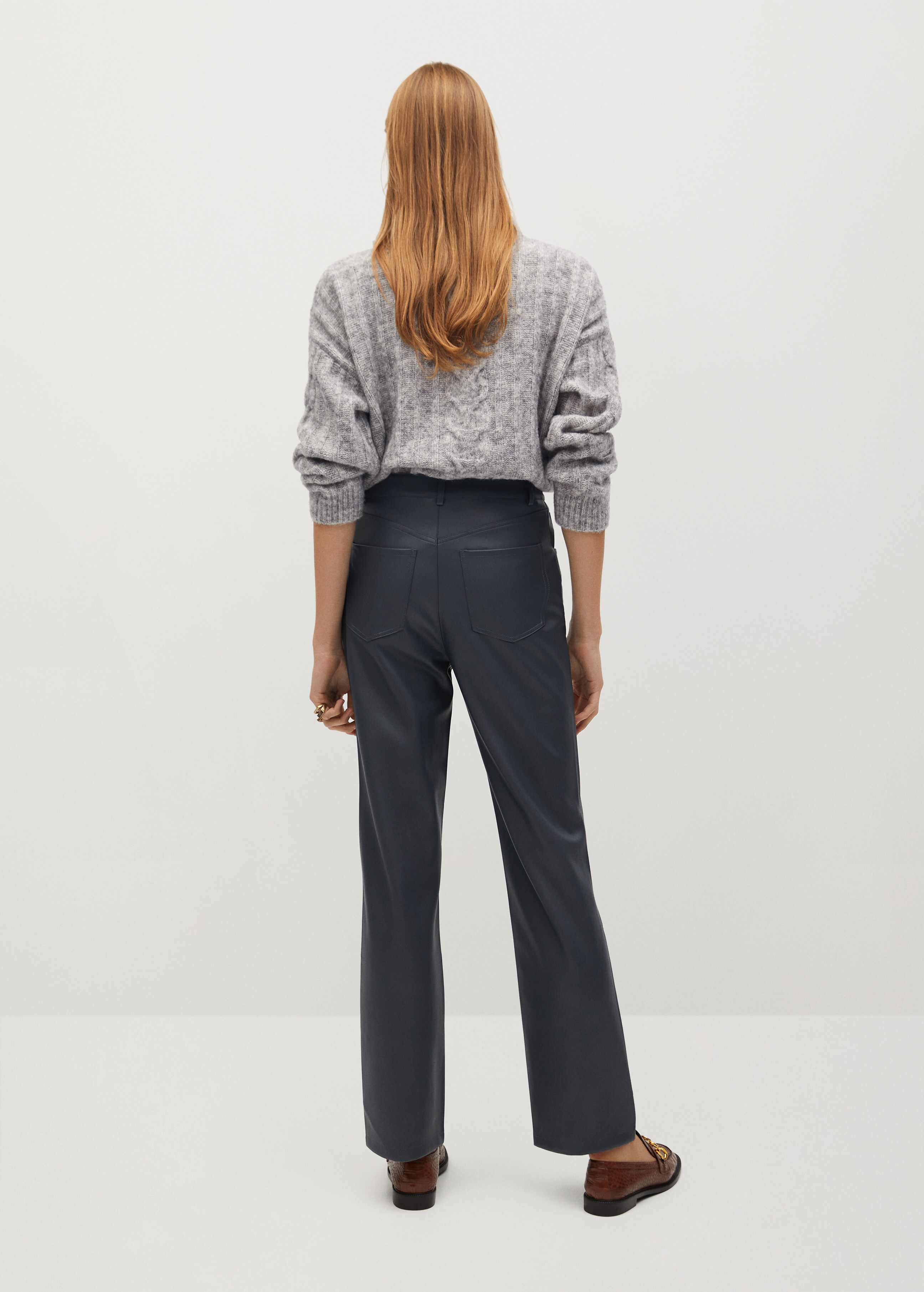 Leather-effect straight trousers - Reverse of the article
