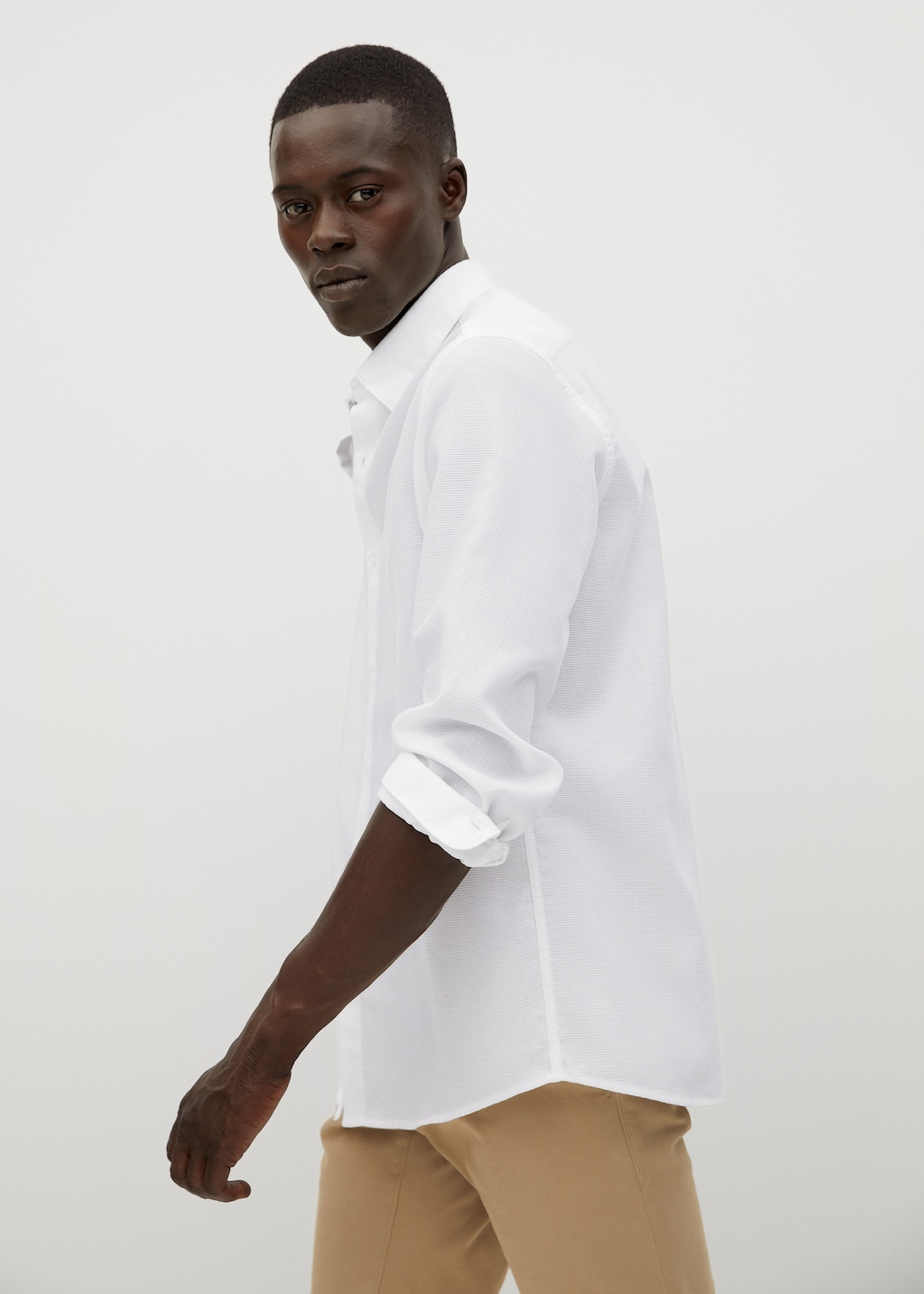 Slim-fit textured cotton shirt - Details of the article 1