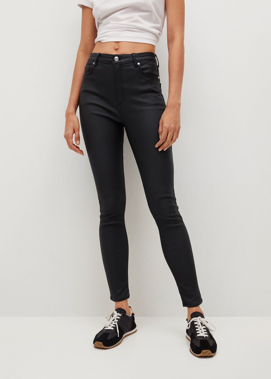 Noa coated high-waist skinny jeans - Medium plane