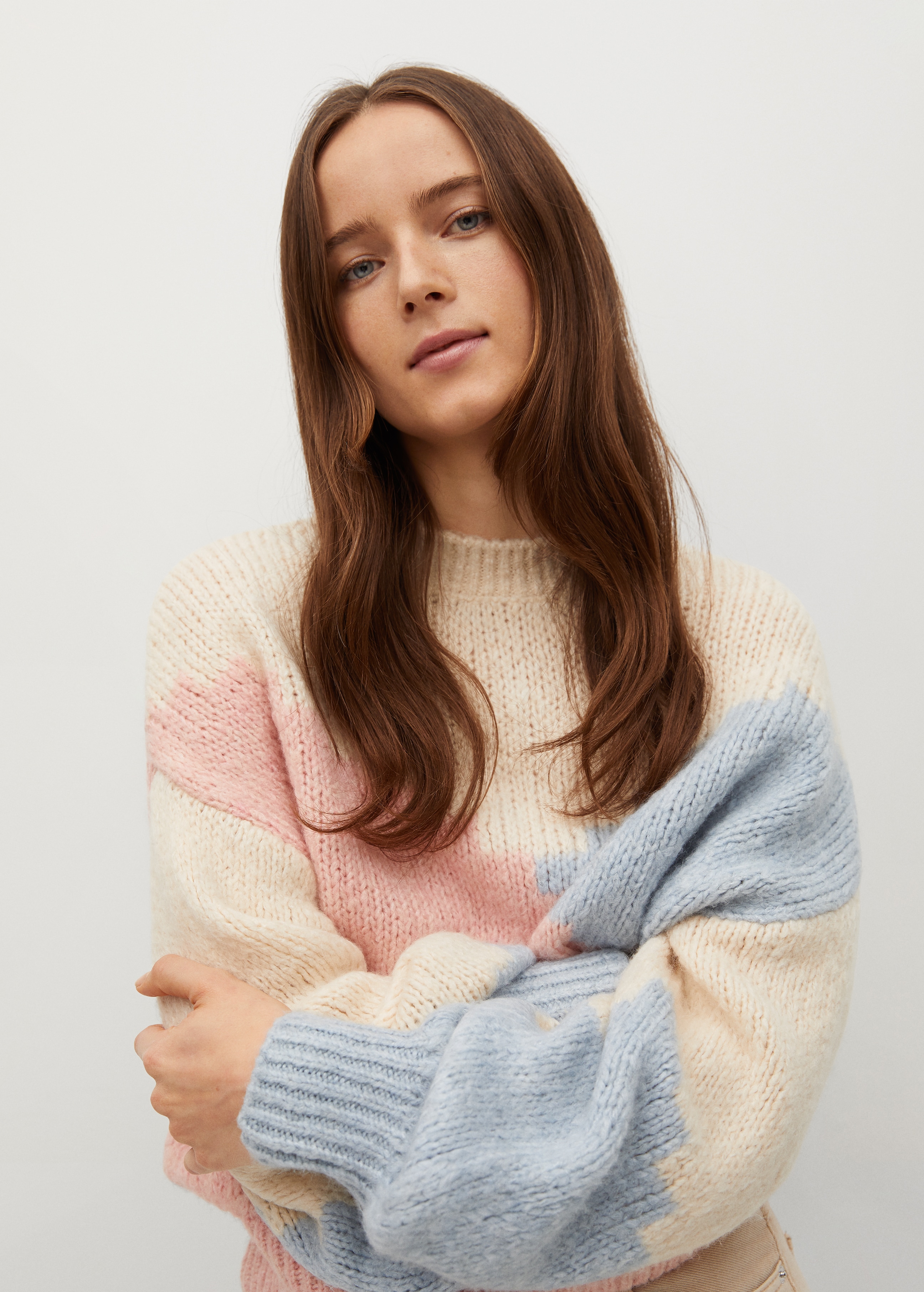Multi-colored knit sweater - Medium plane