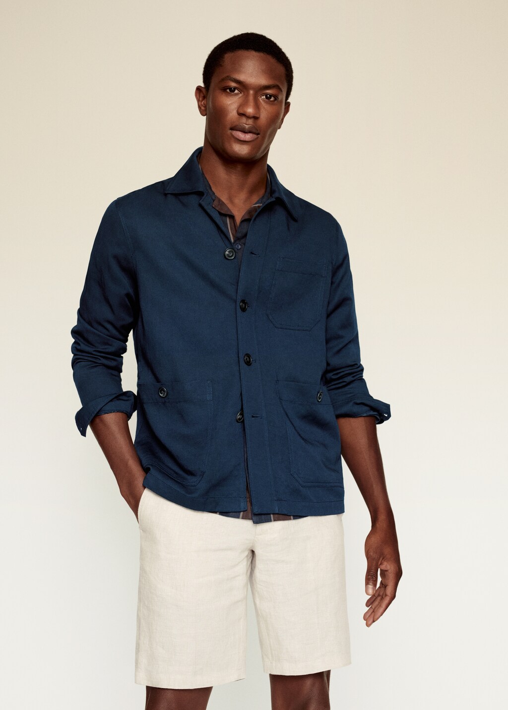 Soft-finish linen worker jacket - Medium plane