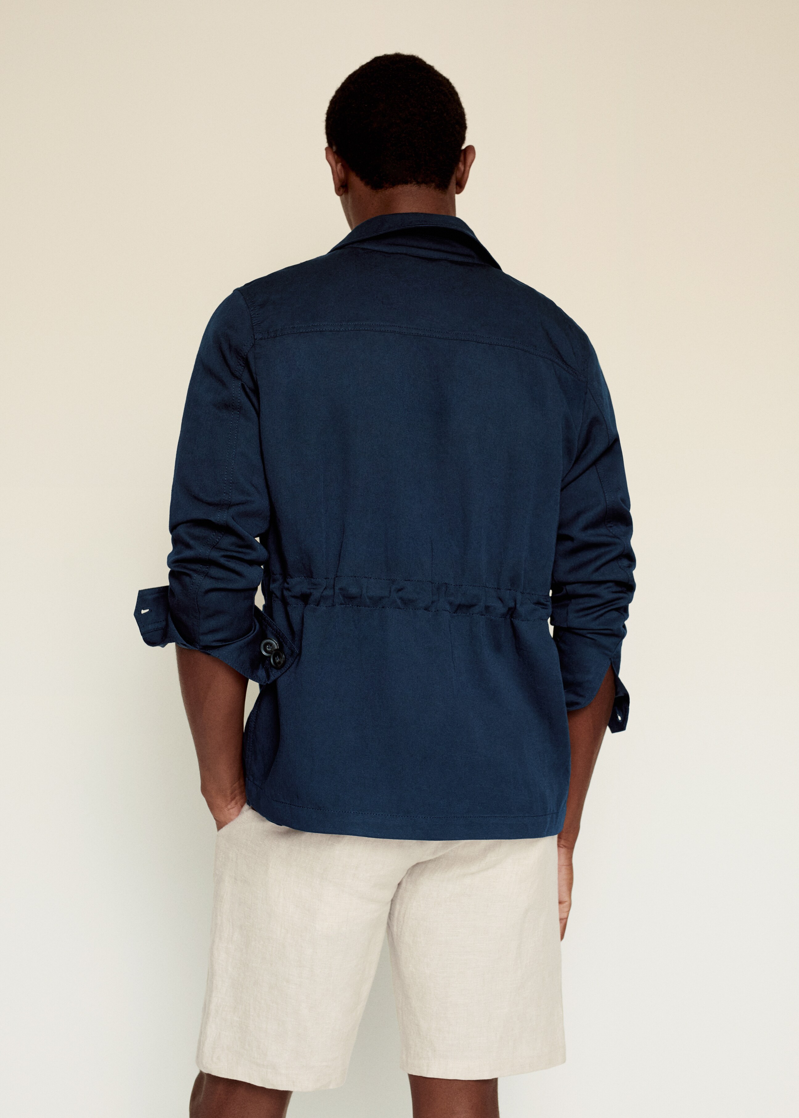 Soft-finish linen worker jacket - Reverse of the article