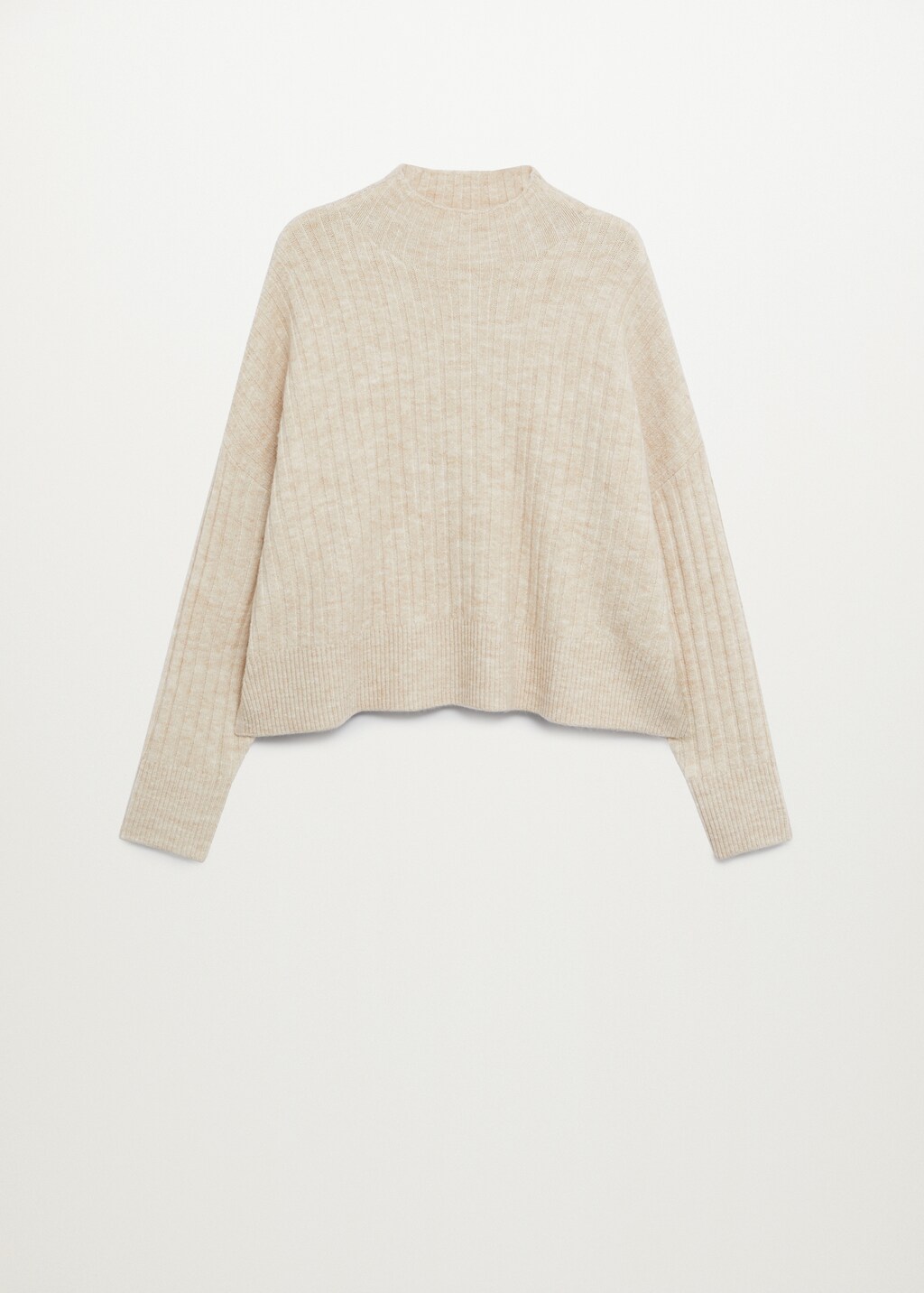 High collar ribbed knit  sweater - Article without model