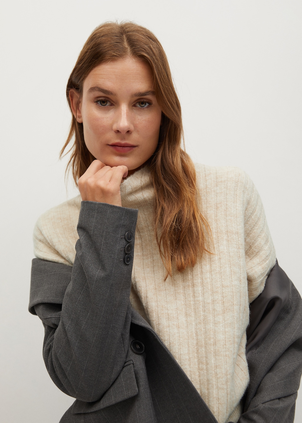 High collar ribbed knit  sweater - Details of the article 3