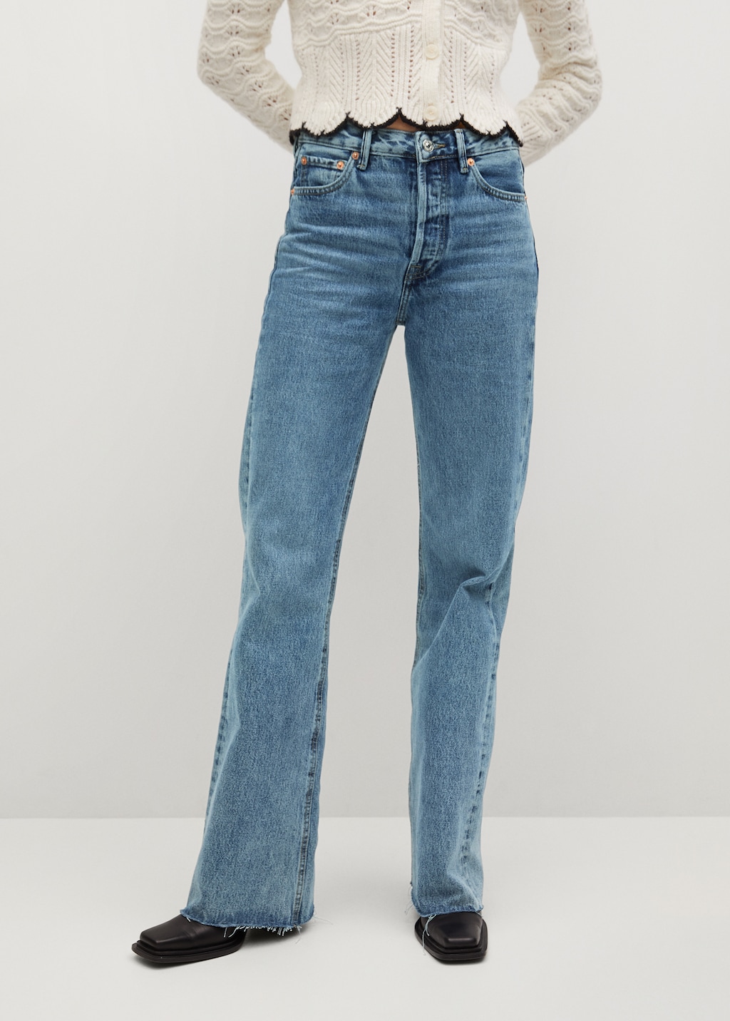 Jeans wideleg tiro alto - Plano medio