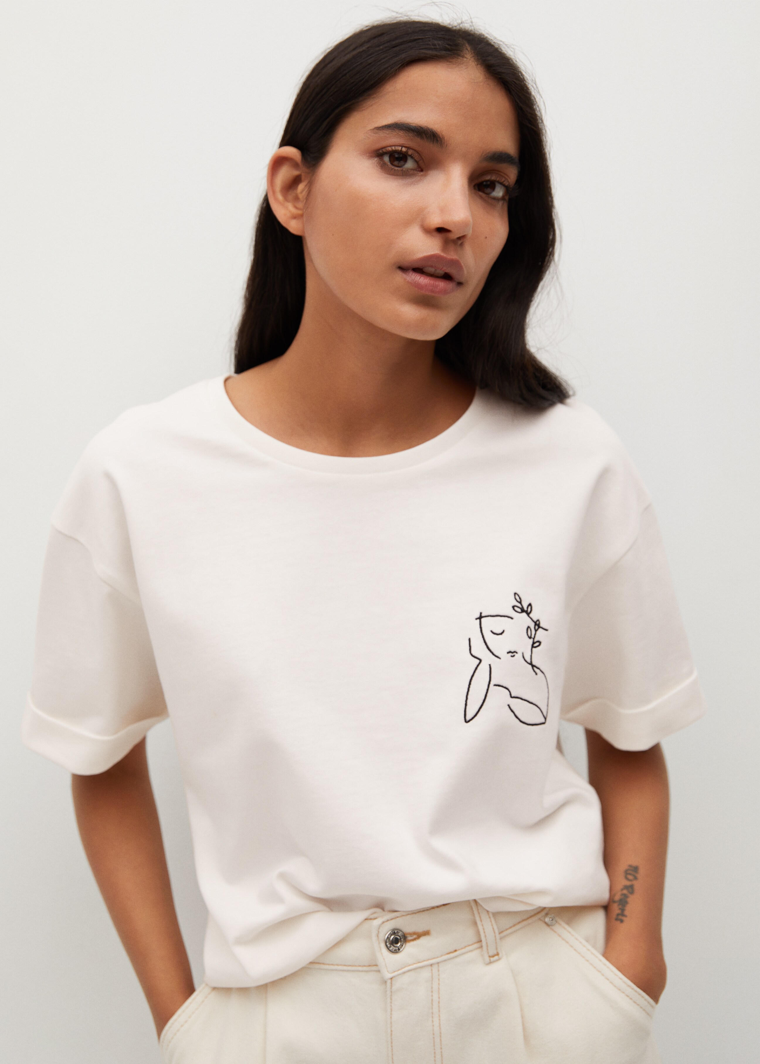 Printed cotton-blend t-shirt - Medium plane