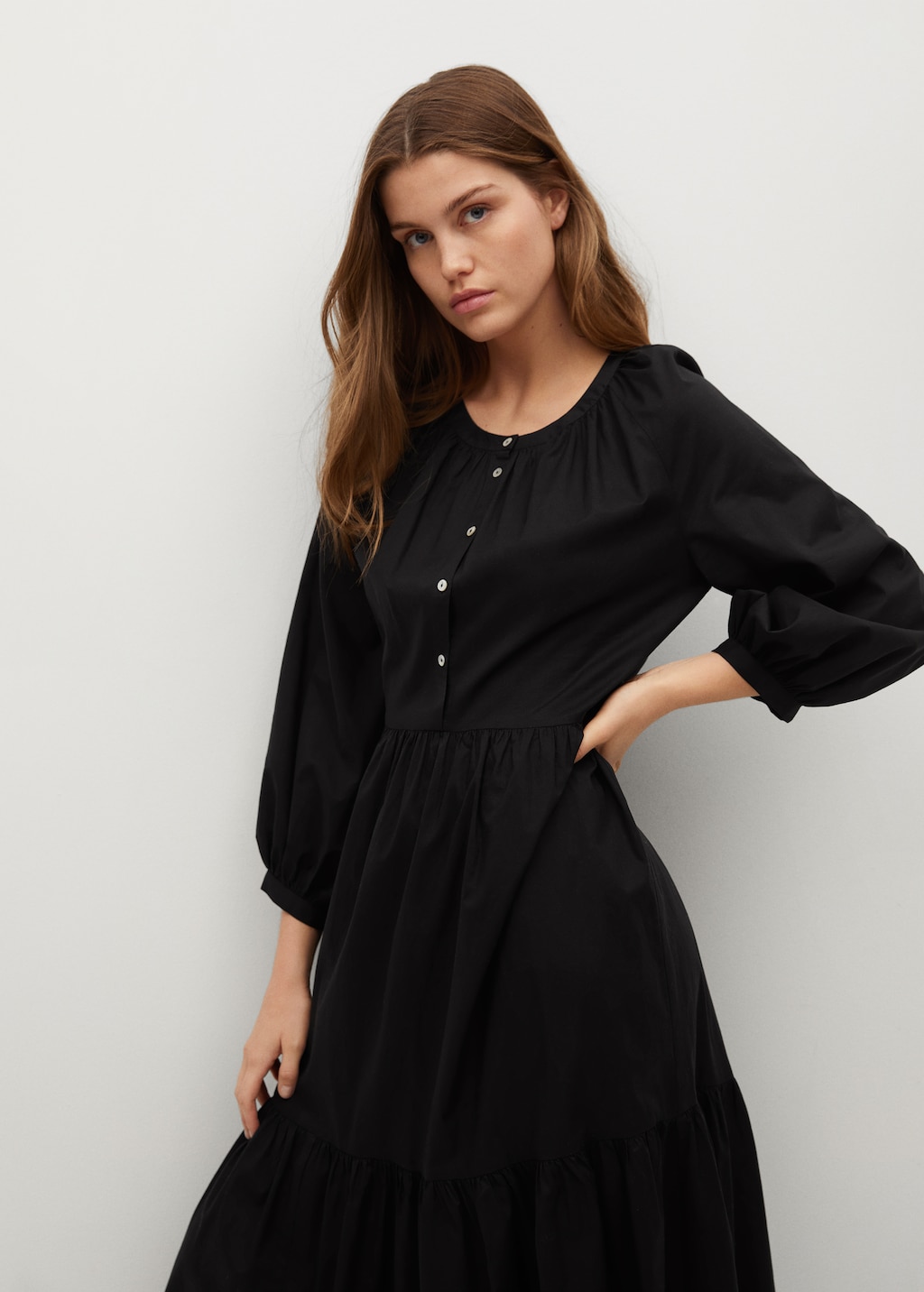 Frill cotton dress - Medium plane