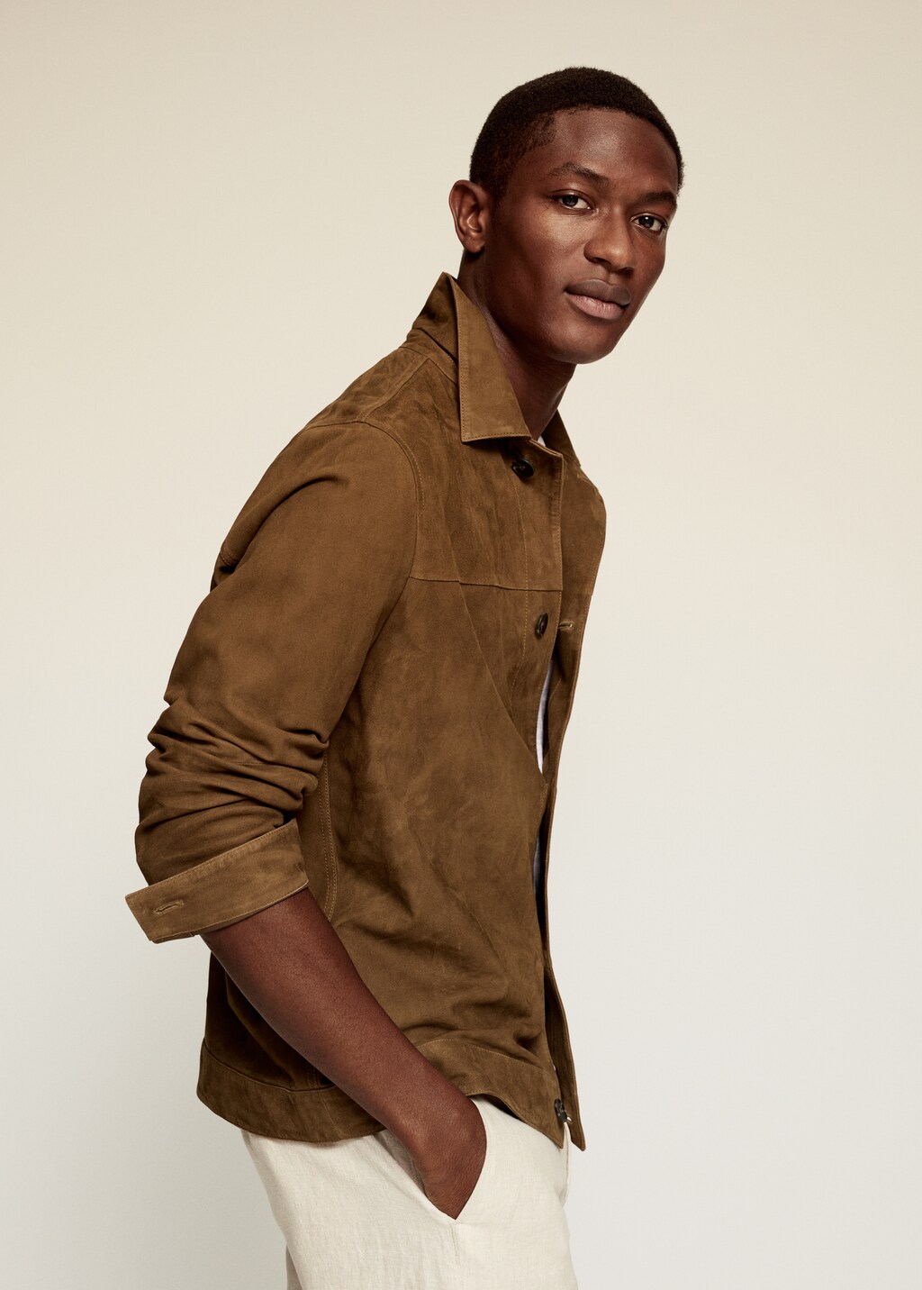 Suede overshirt with overshirt - Details of the article 1